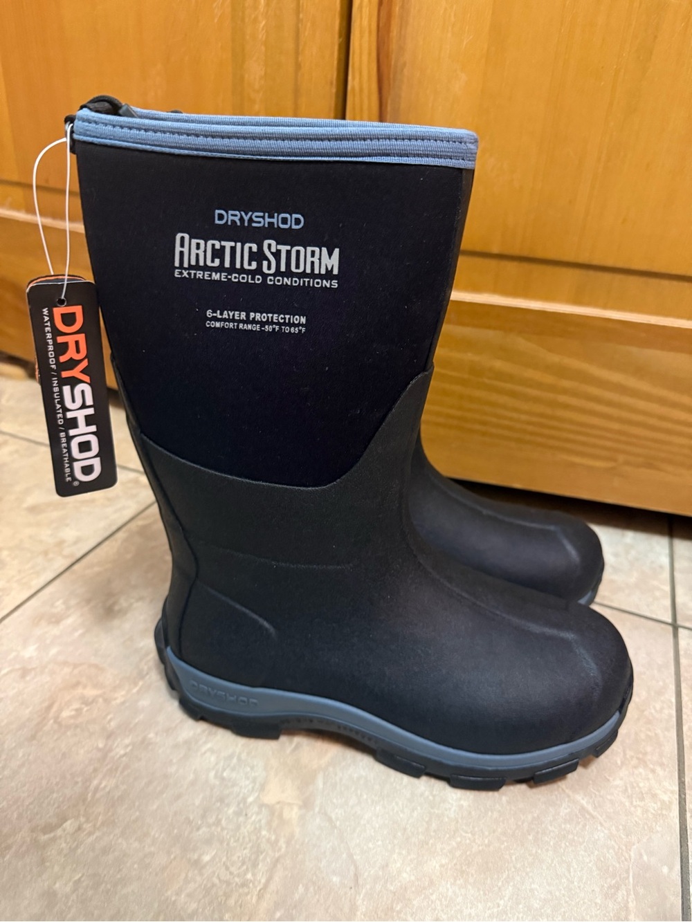 Dryshod Arctic Storm Black Winter Boots with Blue Trim NEW